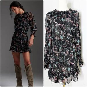 MISA Los Angeles Lexi Smocked Ruffle Dress Size Medium